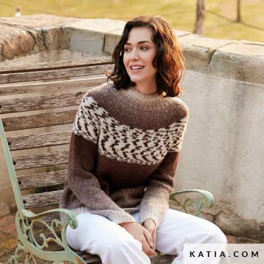 pattern knit crochet woman sweater autumn winter katia 6139 22 p