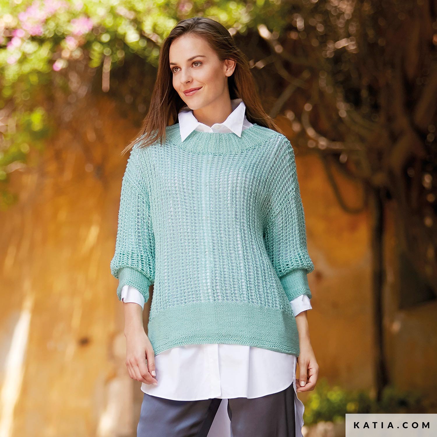 Openwork Stitching Solid Color Long-Sleeved Sweater Openwork Stitching Solid Color Long-Sleeved Sweater