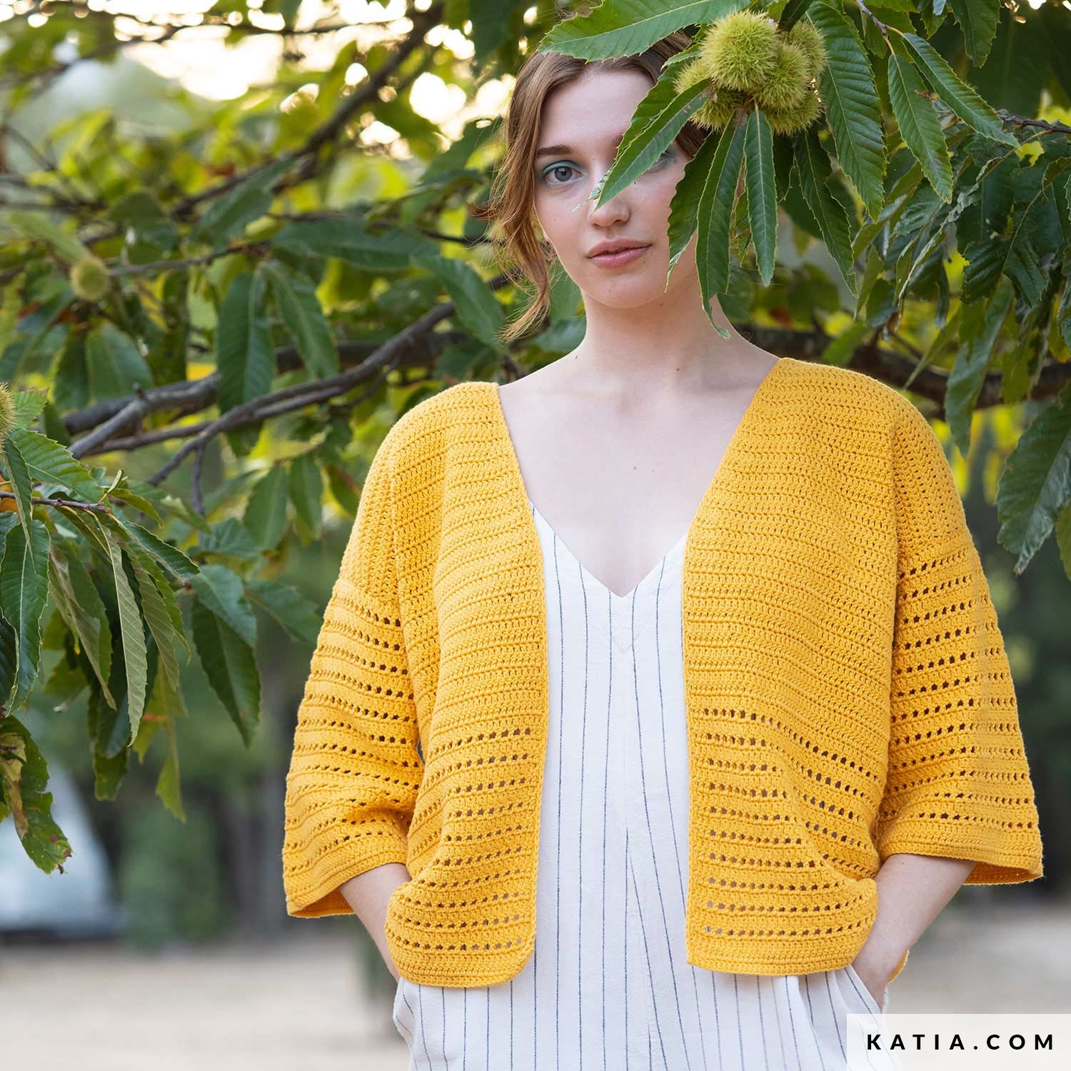 yellow crochet cardigan