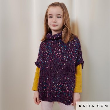 patron tejer punto ganchillo ninos poncho otono invierno katia 6182 31 p