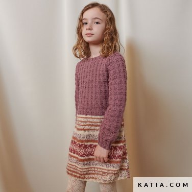 patron tejer punto ganchillo ninos vestido otono invierno katia 6182 23 p