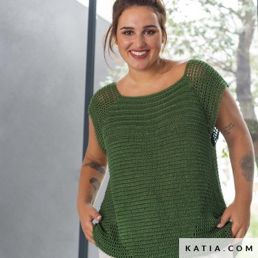 patroon breien haken dames blouse lente zomer katia 6197 46 p