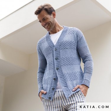 patroon breien haken heren jas lente zomer katia 6197 15 p