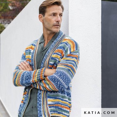 patroon breien haken heren jas lente zomer katia 6197 16 p