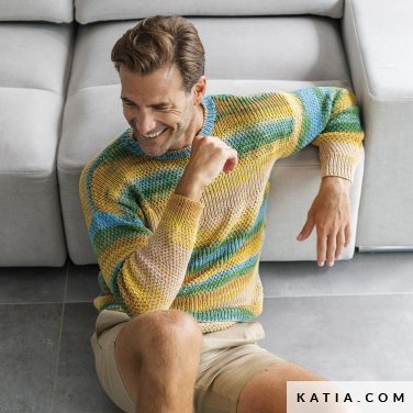 patroon breien haken heren trui lente zomer katia 6197 47 p
