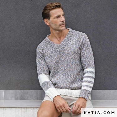 patroon breien haken heren trui lente zomer katia 6197 51 p