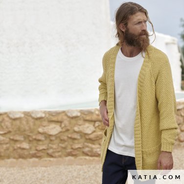 patron tejer punto ganchillo hombre chaqueta primavera verano katia 6198 12 p