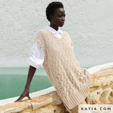 patron tejer punto ganchillo mujer chaleco primavera verano katia 6198 13 p