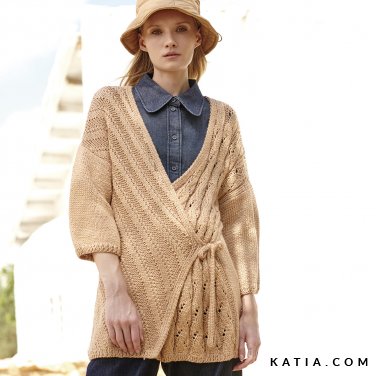 patron tejer punto ganchillo mujer chaqueta primavera verano katia 6198 20 p