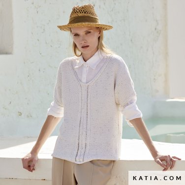 patron tejer punto ganchillo mujer jersey primavera verano katia 6198 11 p