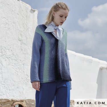 patron tejer punto ganchillo mujer jersey primavera verano katia 6198 18 p