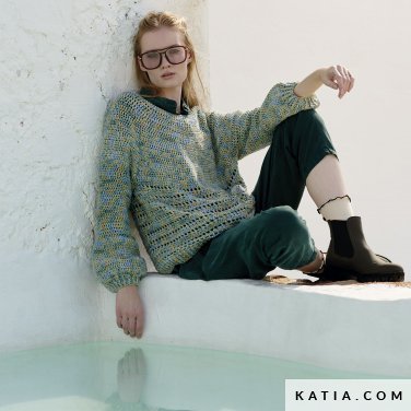 patron tejer punto ganchillo mujer jersey primavera verano katia 6198 29 p