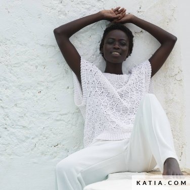 patron tejer punto ganchillo mujer jersey primavera verano katia 6198 3 p