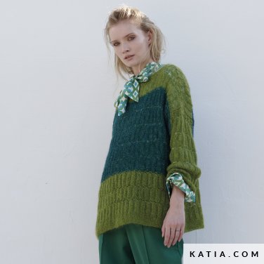 patron tejer punto ganchillo mujer jersey primavera verano katia 6198 32 p