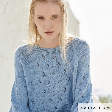 patron tejer punto ganchillo mujer jersey primavera verano katia 6198 8 p