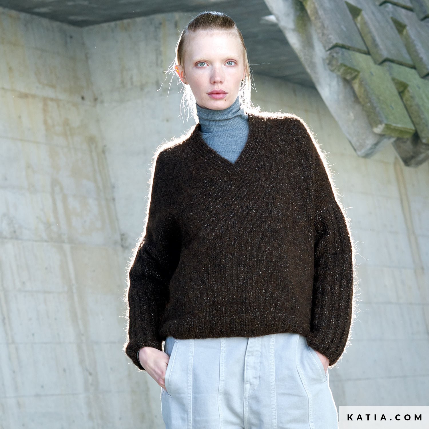 Pull en tricot pour femme - Pull chaud - Mode - Col roulé - Oversize -  Fermeture éclair - Pull en tricot