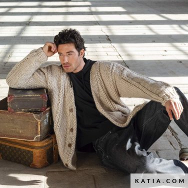 patron tejer punto ganchillo hombre chaqueta otono invierno katia 6209 11 p