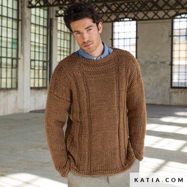 patron tejer punto ganchillo hombre jersey otono invierno katia 6209 12 p