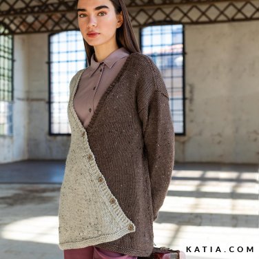 patron tejer punto ganchillo mujer chaqueta otono invierno katia 6209 15 p