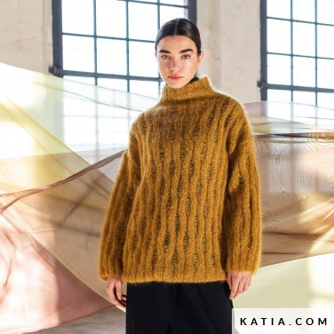 patron tejer punto ganchillo mujer jersey otono invierno katia 6209 2 p