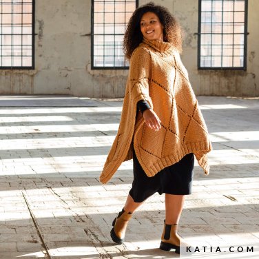 patron tejer punto ganchillo mujer poncho otono invierno katia 6209 13 p