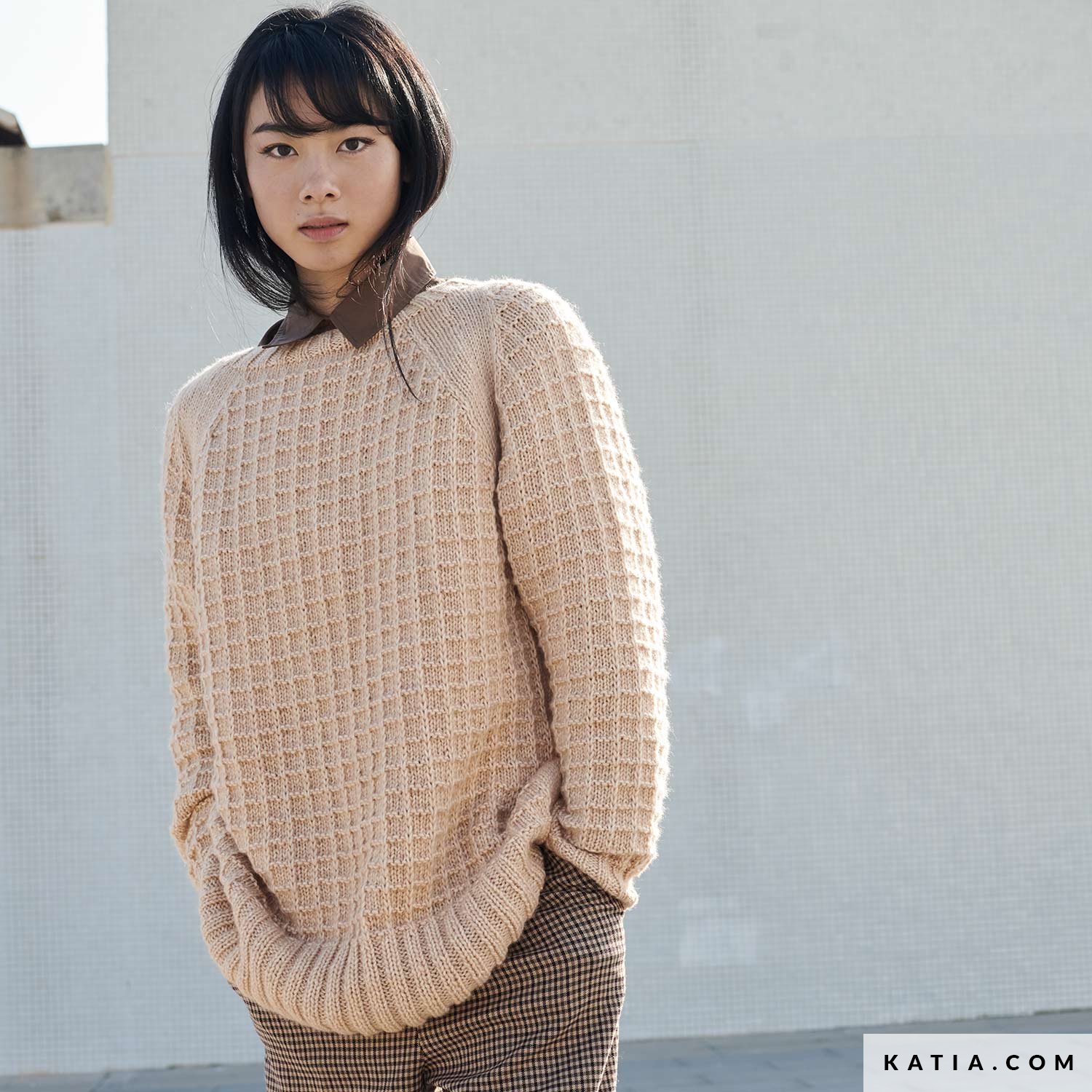 Pullover tejido manga 2025 ranglan