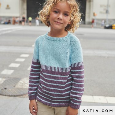 patron tejer punto ganchillo ninos jersey primavera verano katia 6220 18 p