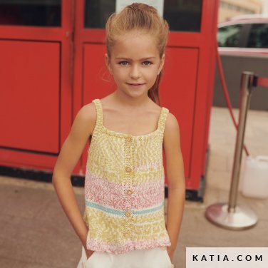 patron tejer punto ganchillo ninos top primavera verano katia 6220 6 p