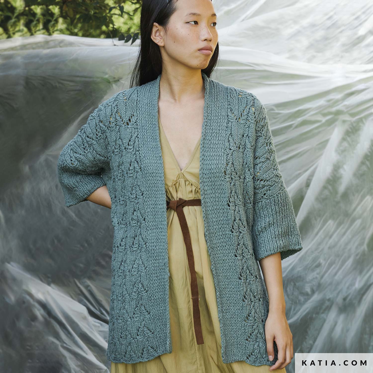 modèle tricot gilet kimono femme
