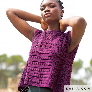 patroon breien haken dames topje lente zomer katia 6224 1 p