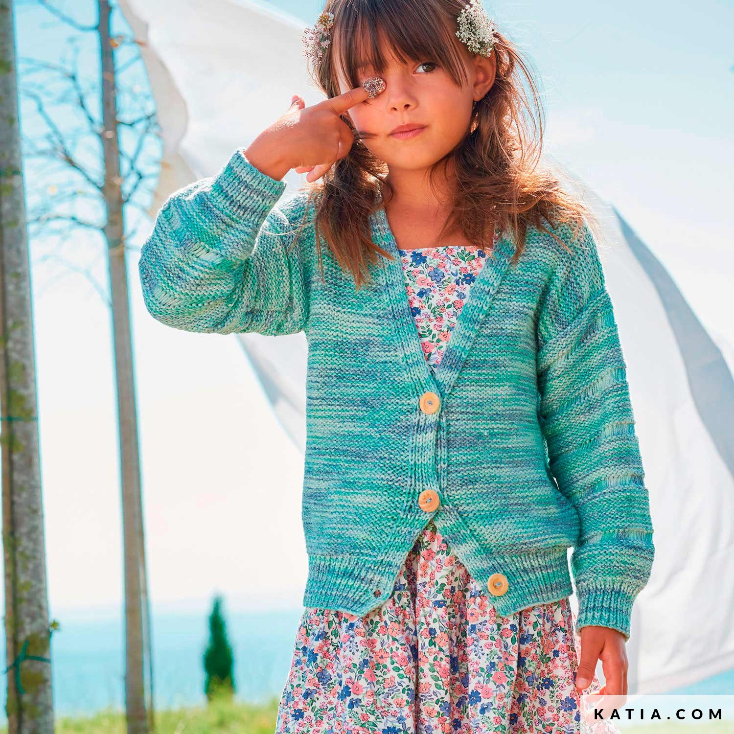 pattern knit crochet kids jacket spring summer katia 6254 32 g