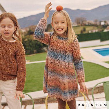 patroon breien haken kinderen jurk herfst winter katia 6267 32 p