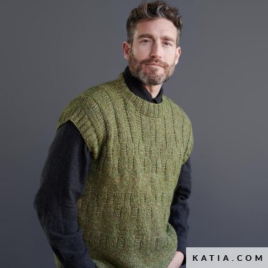 patron tejer punto ganchillo hombre chaleco otono invierno katia 6277 21 p