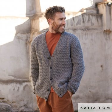 patron tejer punto ganchillo hombre chaqueta otono invierno katia 6277 10 p