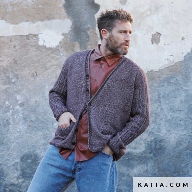 patron tejer punto ganchillo hombre chaqueta otono invierno katia 6277 32 p
