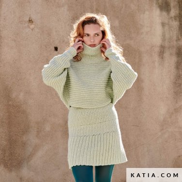 patron tejer punto ganchillo mujer conjunto otono invierno katia 6277 18 p