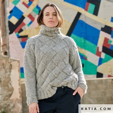 patron tejer punto ganchillo mujer jersey otono invierno katia 6277 13 p