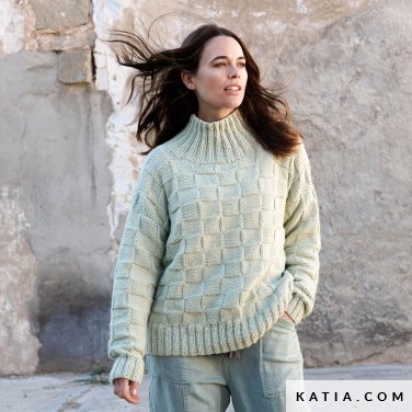patron tejer punto ganchillo mujer jersey otono invierno katia 6277 17 p