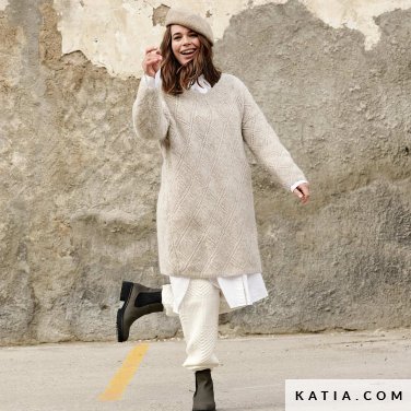 patron tejer punto ganchillo mujer jersey otono invierno katia 6277 22 p