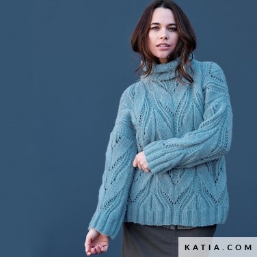 patron tejer punto ganchillo mujer jersey otono invierno katia 6277 3 p