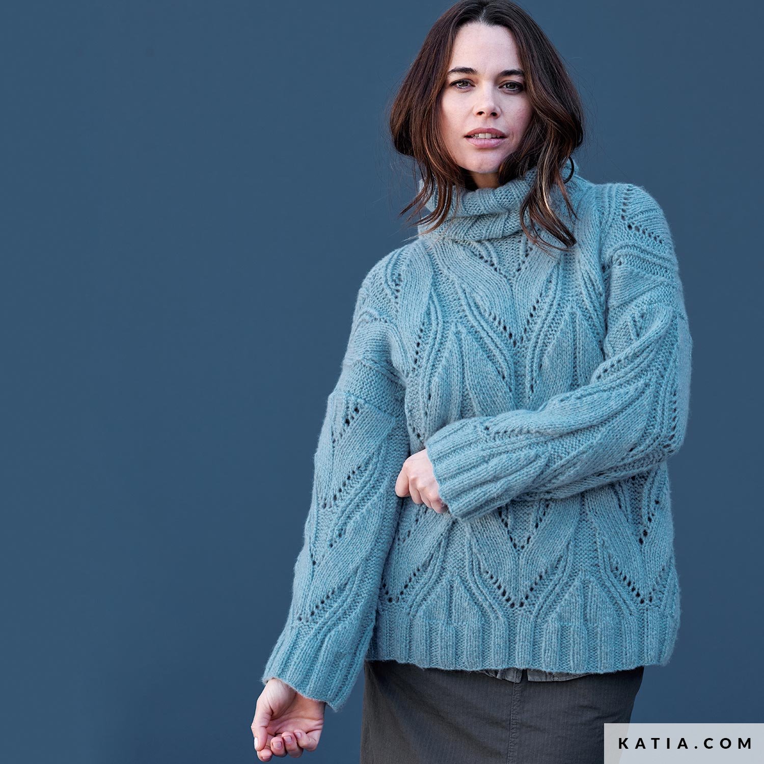 Billie Aran Knit Sweater Teal - Women's Sweaters