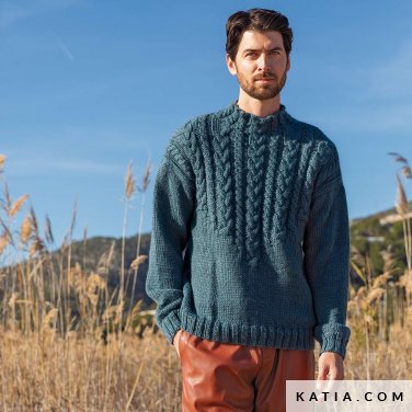 patron tejer punto ganchillo hombre jersey otono invierno katia 6278 14 p
