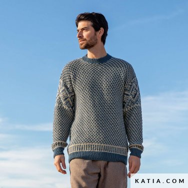 patron tejer punto ganchillo hombre jersey otono invierno katia 6278 15 p