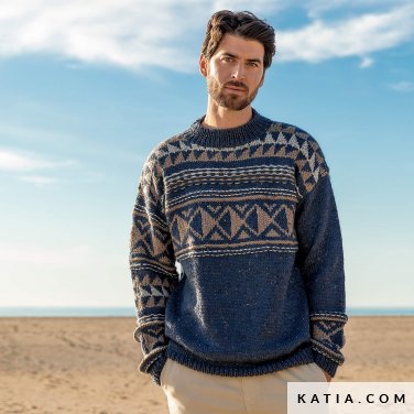 patron tejer punto ganchillo hombre jersey otono invierno katia 6278 16 p