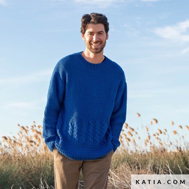 patron tejer punto ganchillo hombre jersey otono invierno katia 6278 19 p