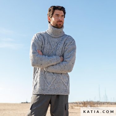 patron tejer punto ganchillo hombre jersey otono invierno katia 6278 23 p