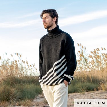 patron tejer punto ganchillo hombre jersey otono invierno katia 6278 3 p
