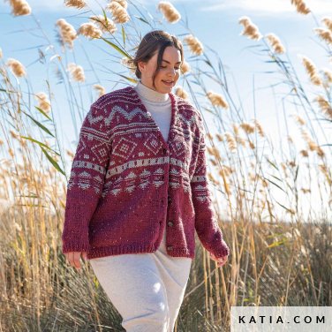 patron tejer punto ganchillo mujer chaqueta otono invierno katia 6278 28 p