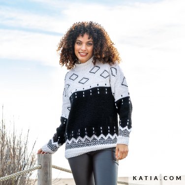 patron tejer punto ganchillo mujer jersey otono invierno katia 6278 6 p