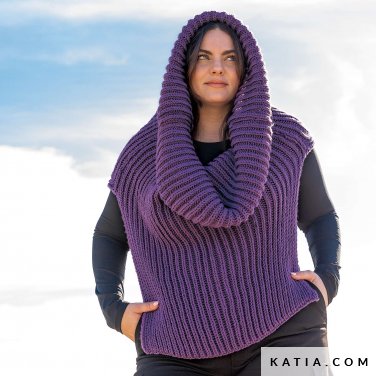 patroon breien haken dames colsjaal met capuchon herfst winter katia 6278 9 p